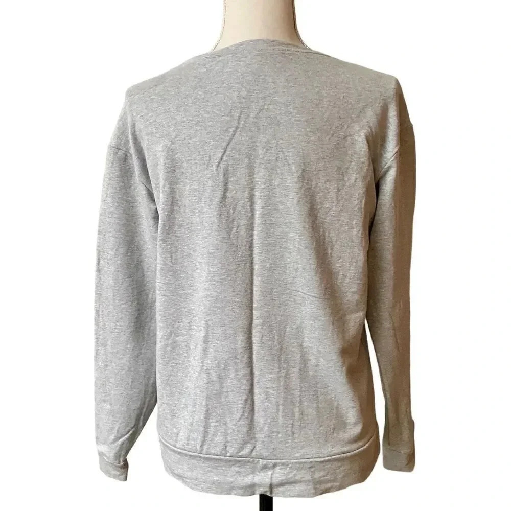 Halogen Heather Gray Rhinestone Embellished Sweatshirt Size S - Picture 11 of 15